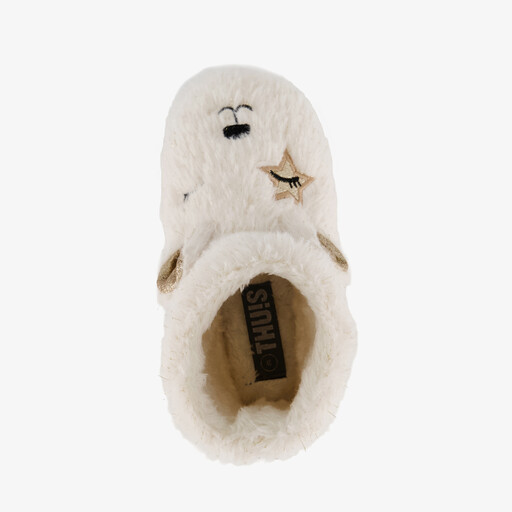 Hoge meisjes pantoffels muisje wit