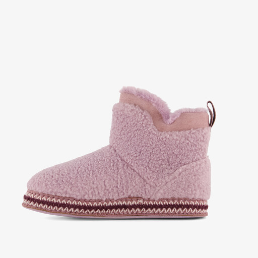 Gevoerde dames teddy pantoffels roze