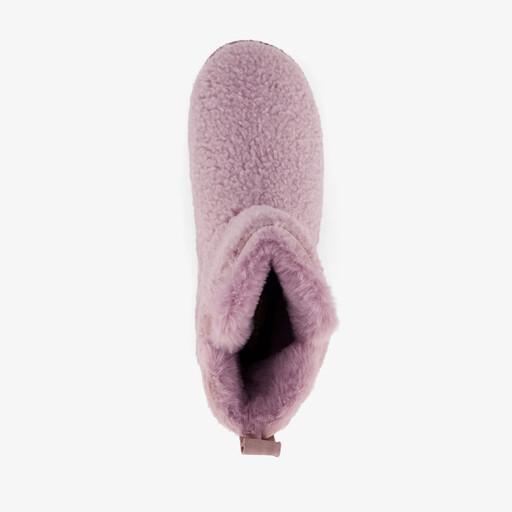 Gevoerde dames teddy pantoffels roze