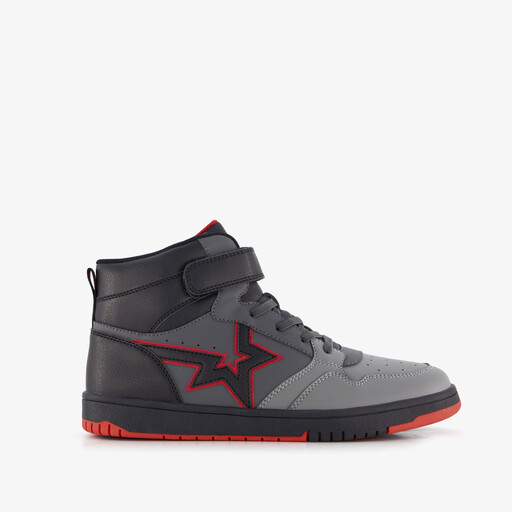 Hoge jongens sneakers met ster zwart grijs