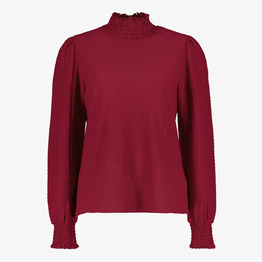 Dames blouse met gesmockte details rood