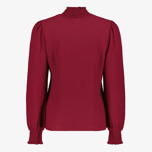 Dames blouse met gesmockte details rood