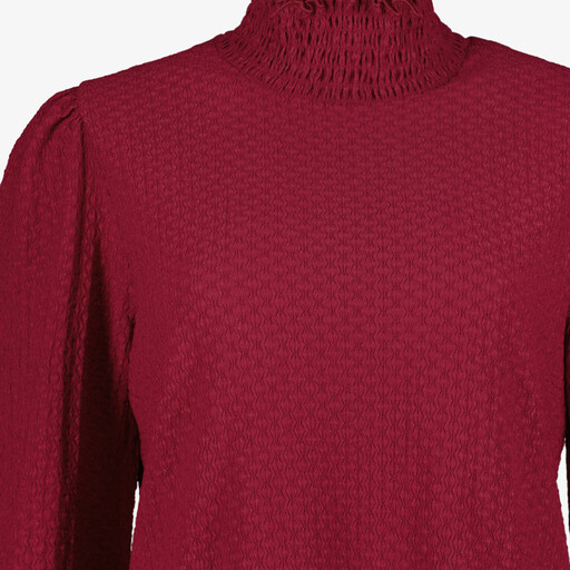 Dames blouse met gesmockte details rood