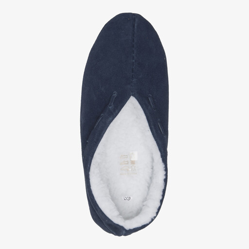 Leren dames Spaanse sloffen blauw