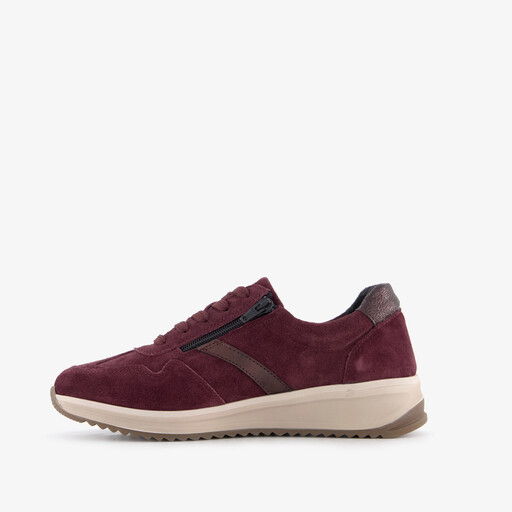 Suede dames sneakers bordeauxrood