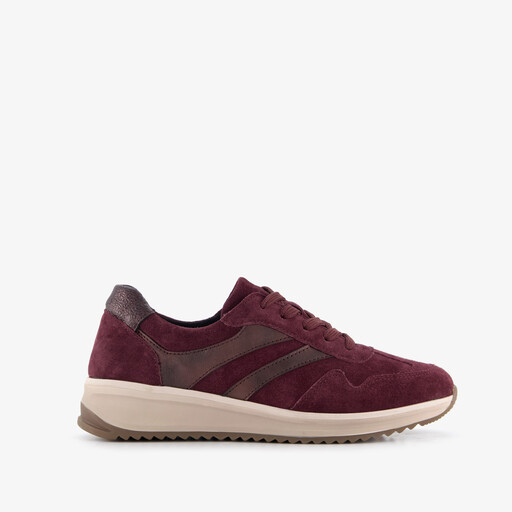 Suede dames sneakers bordeauxrood