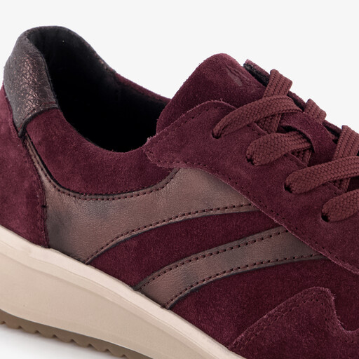 Suede dames sneakers bordeauxrood