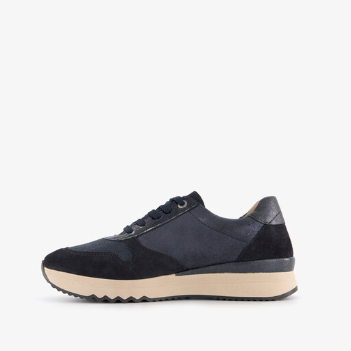 Suede dames sneakers blauw