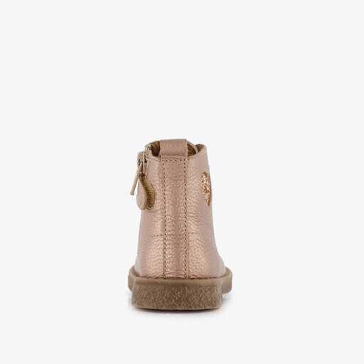 Leren meisjes veterboots met hartje goud