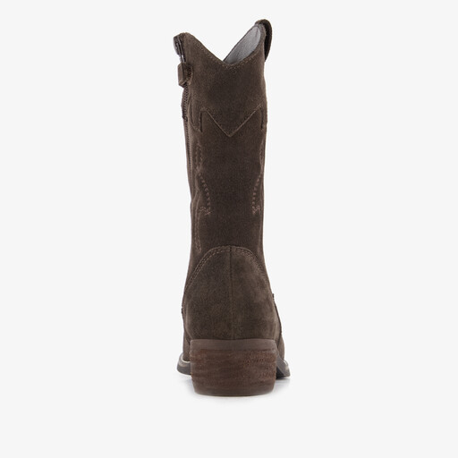 Suède meisjes cowboylaarzen donkerbruin