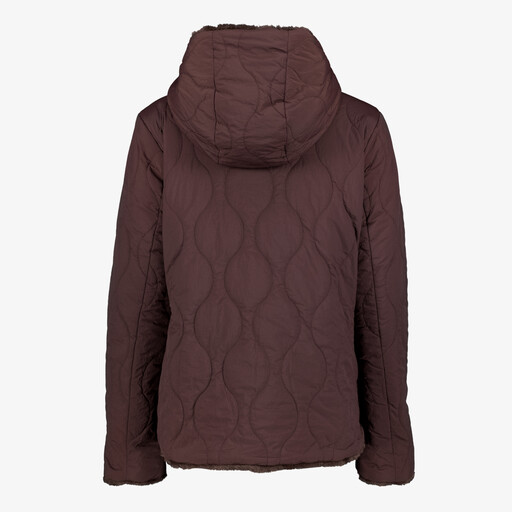 Reversible dames winterjas met imitatiebont bruin