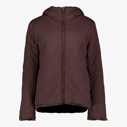 Reversible dames winterjas met imitatiebont bruin