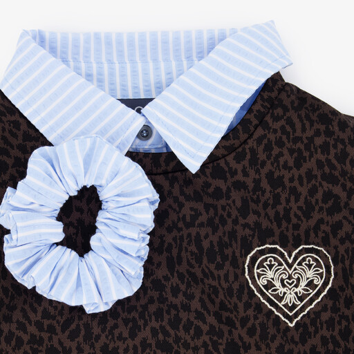 Meisjes sweater met panterprint en scrunchie
