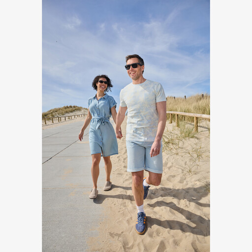 Heren T-shirt met palmbomen lichtblauw