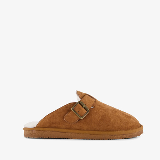 Gevoerde dames pantoffels cognac