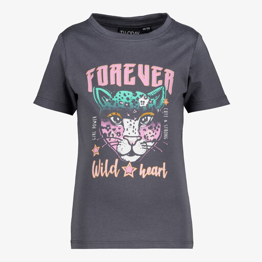 Meisjes T-shirt met luipaard zwart roze