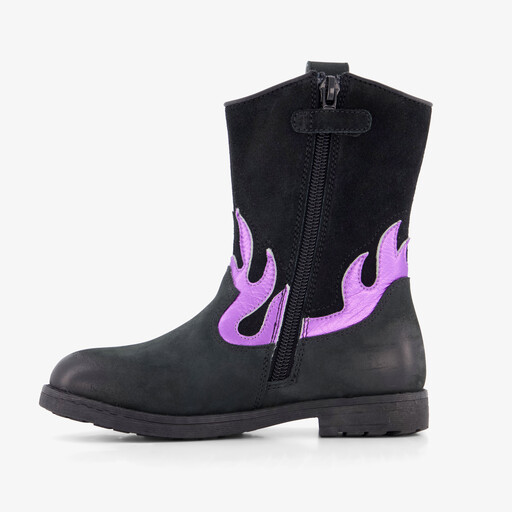 Leren meisjes cowboylaarzen zwart roze