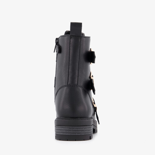 Meisjes biker boots met gespen zwart