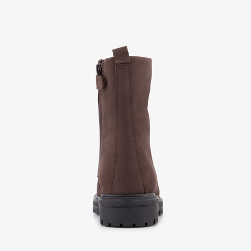Leren meisjes veterboots donkerbruin