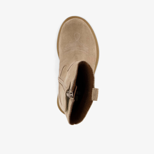 Suède cowboylaarzen met hartjes beige