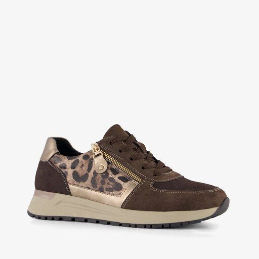 Dames sneakers met panterprint details bruin
