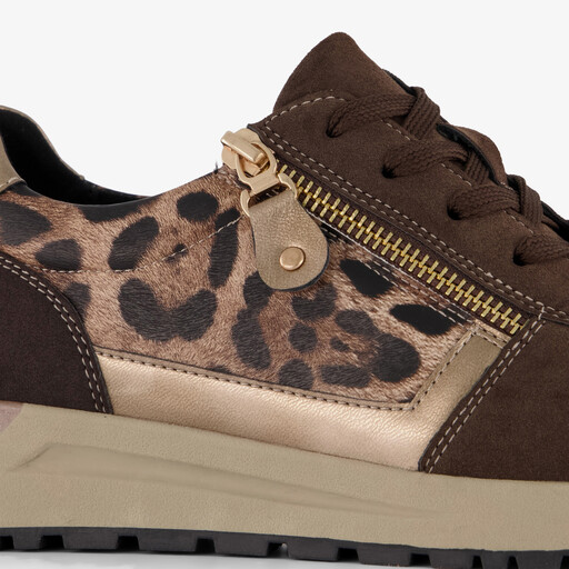 Dames sneakers met panterprint details bruin
