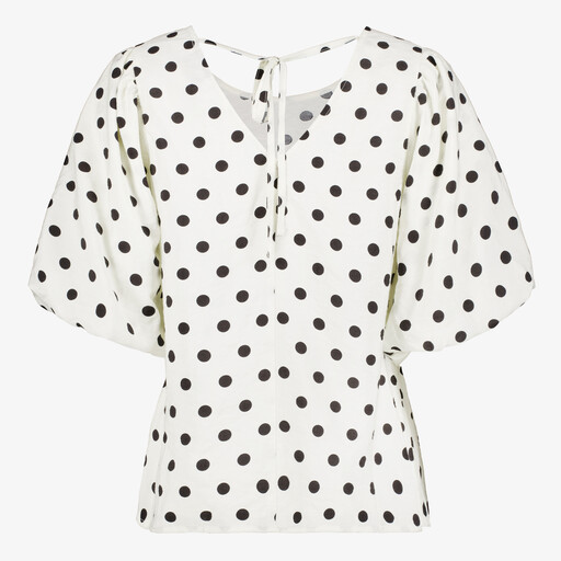Dames top met polkadots wit