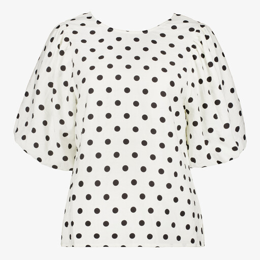 Dames top met polkadots wit
