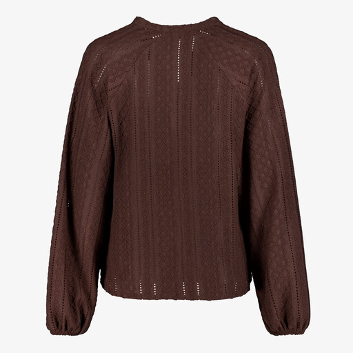 Dames blouse met V-hals bruin
