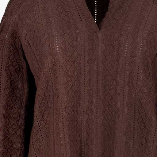 Dames blouse met V-hals bruin