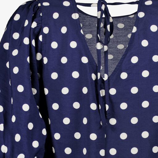 Dames top met polkadots blauw