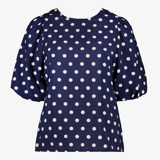 Dames top met polkadots blauw