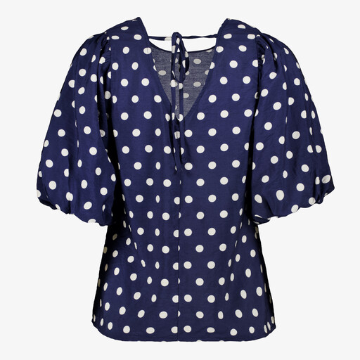 Dames top met polkadots blauw