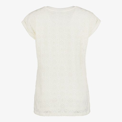 Dames top met broderie ecru