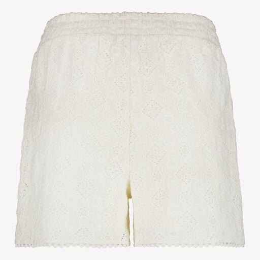 Dames short met broderie ecru