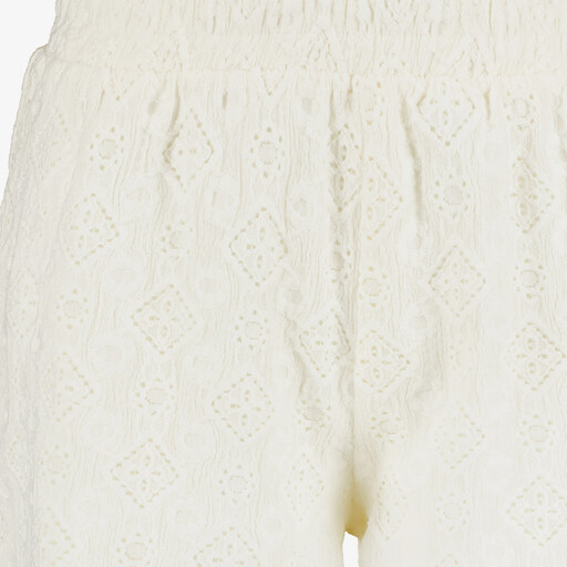 Dames short met broderie ecru