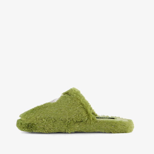 Fluffy dames instap pantoffels matcha groen
