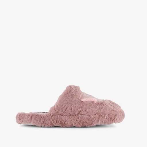 Fluffy dames instap pantoffels koffie roze