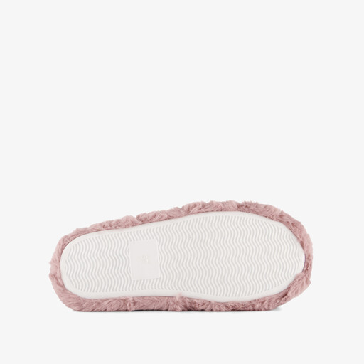 Fluffy dames instap pantoffels koffie roze