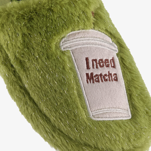 Fluffy dames instap pantoffels matcha groen