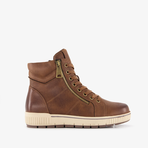Hoge dames sneakers cognac