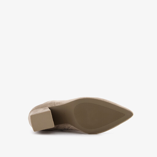 Dames suedèlook enkellaarsjes met hak beige