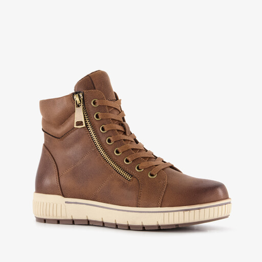 Hoge dames sneakers cognac