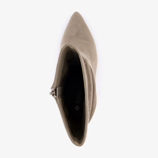 Dames suedèlook enkellaarsjes met hak beige