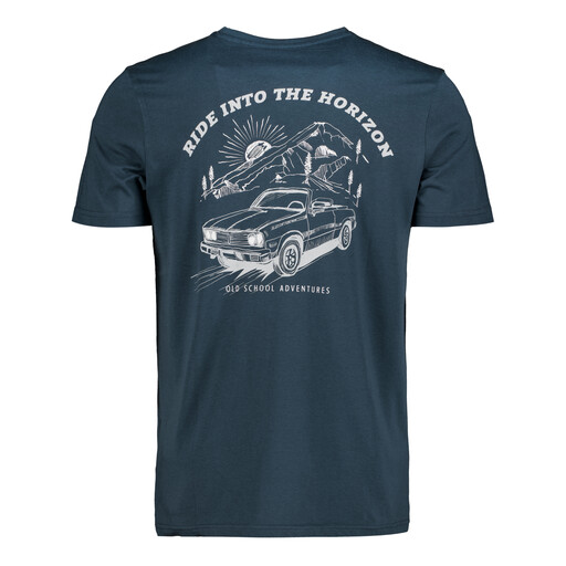 Heren T-shirt met backprint blauw
