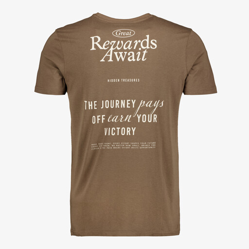 Heren T-shirt met backprint bruin