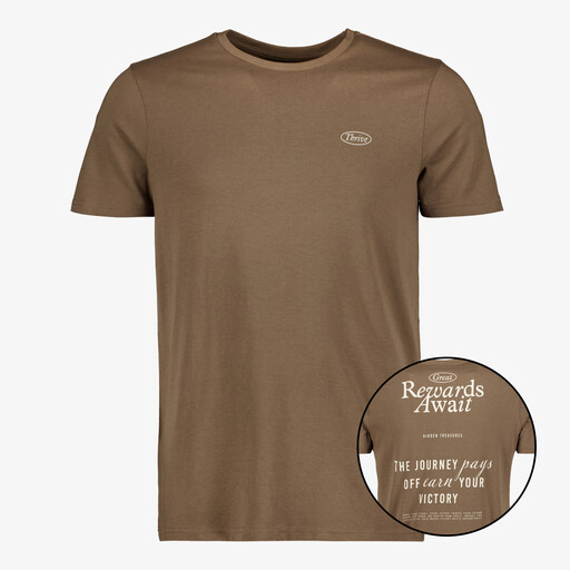 Heren T-shirt met backprint bruin