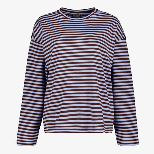 Gestreept dames shirt met lange mouwen blauw