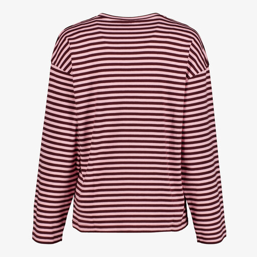 Gestreept dames shirt met lange mouwen roze
