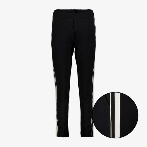 Dames broek met biezen zwart wit